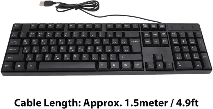 K1800 Minderheitensprachentastatur, 104 Tasten USB kabelgebundene Gaming Tastatur, Englisch/Russisch