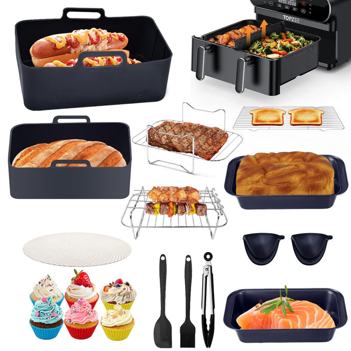 21 Teilig Heissluftfritteuse Zubehör Satz, Airfryer Zubehör für Ninja Foodi Max Dual Zone Heissluftf