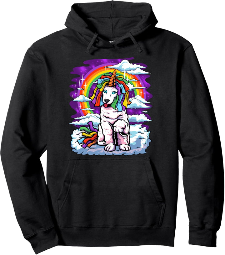 Pudel, Einhorn, Regenbogen, Wolken, lustiger Hundebesitzer Pullover Hoodie