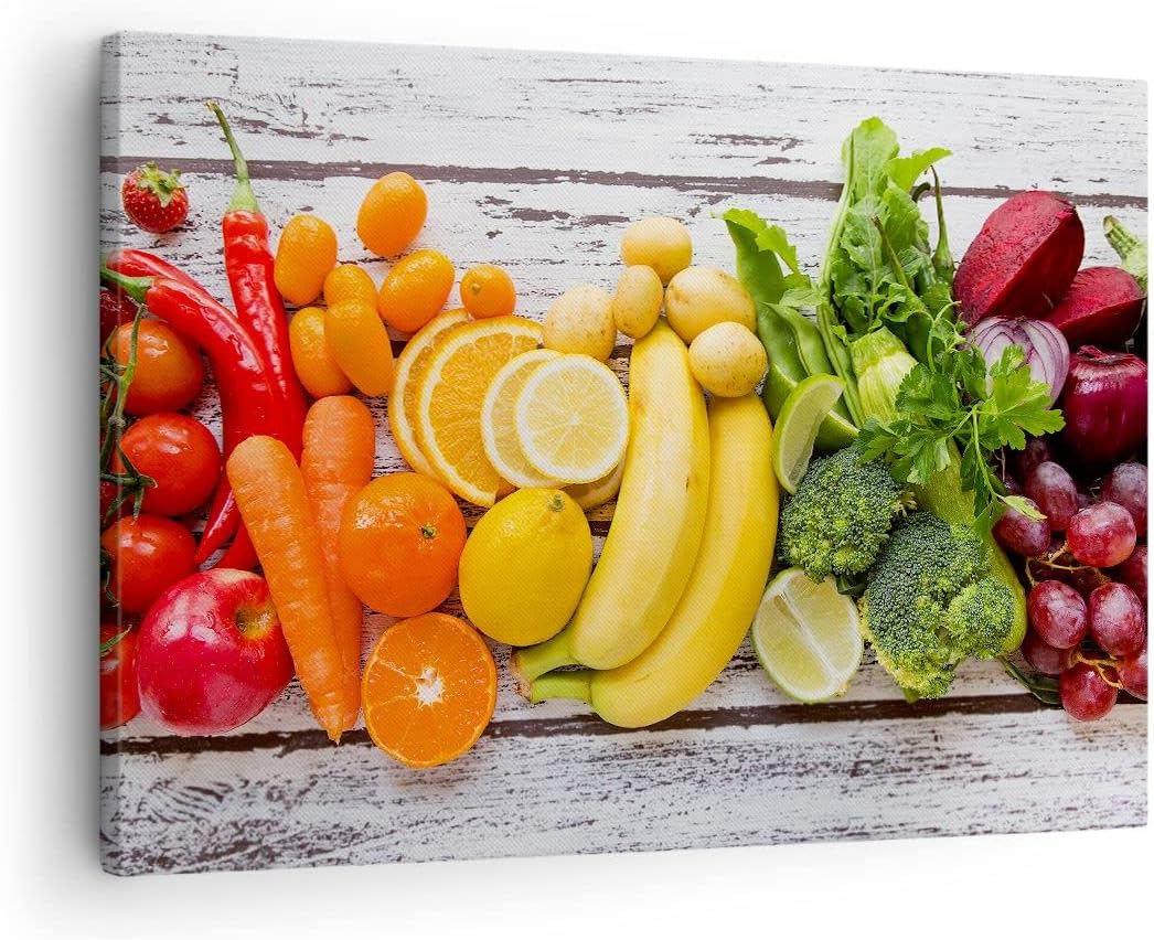 Bilder auf Leinwand Essen Gemüse Essen frisch Leinwandbild 70x50cm Wandbilder Dekoration Wohnzimmer