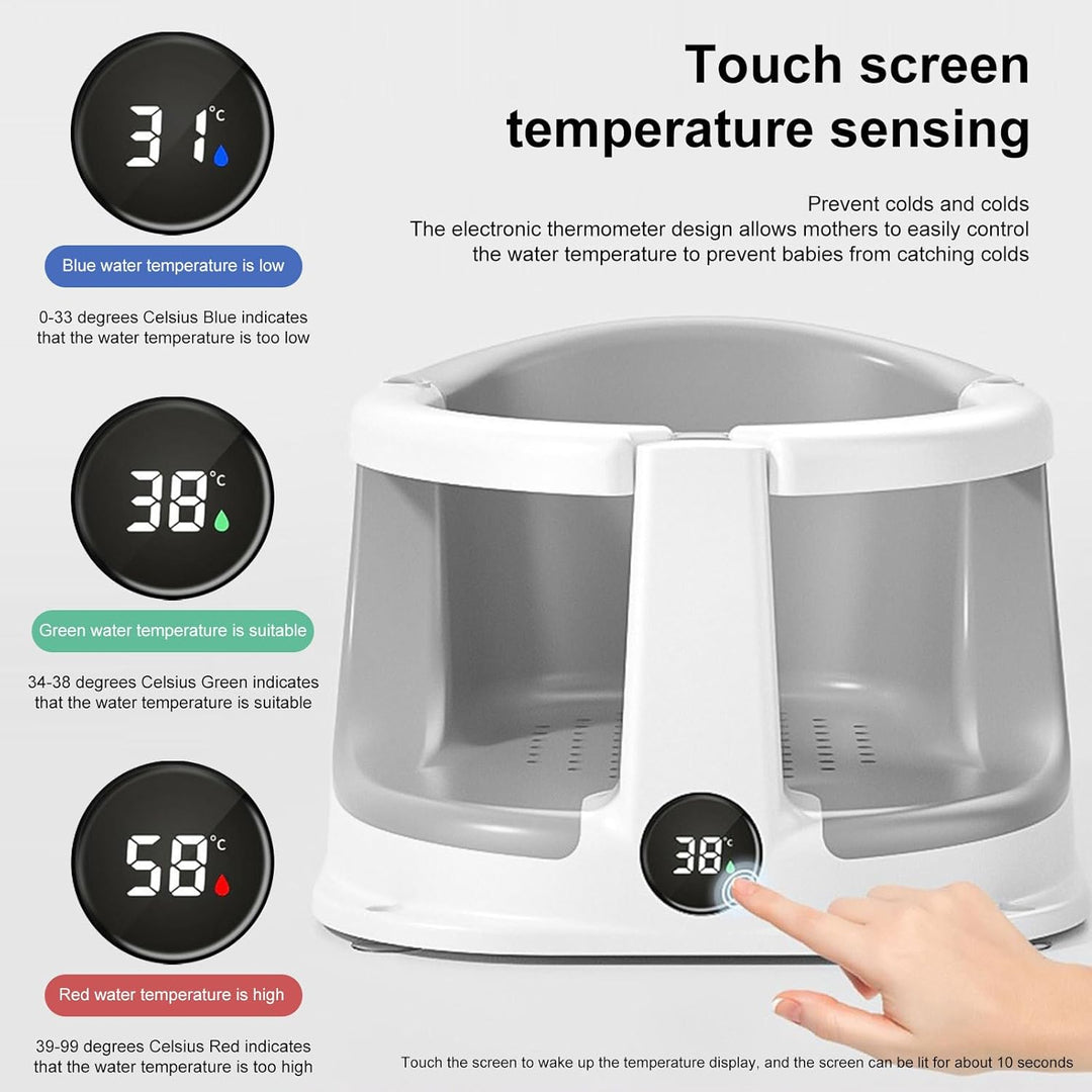 Baby Badewannen Sitzhilfe | Rutschfester Badesitz Mit Temperatur-Sensor Für Sitzende Babys,Sicherhei