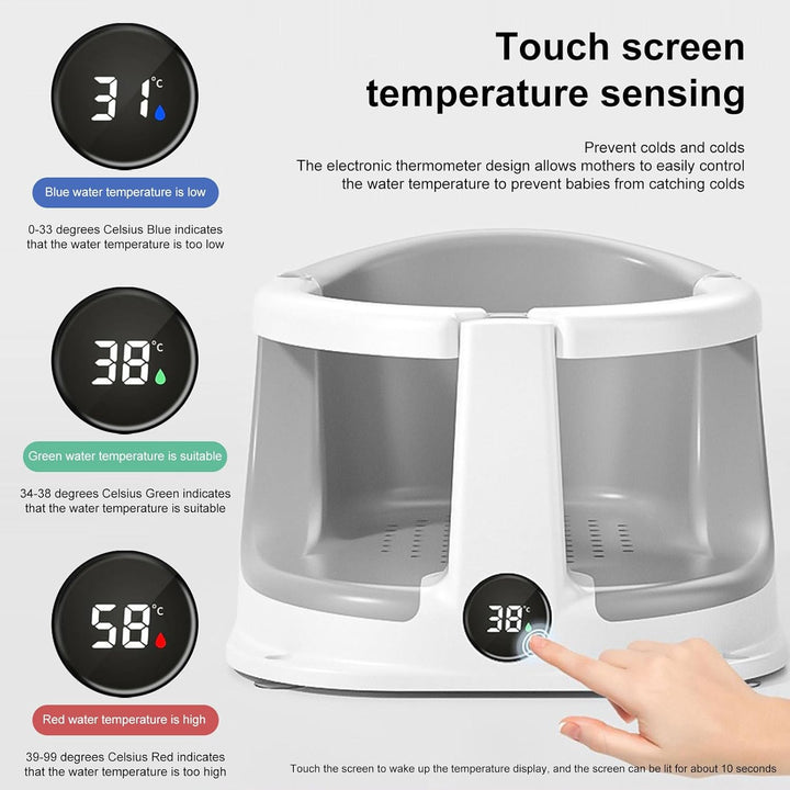 Baby Badewannen Sitzhilfe | Rutschfester Badesitz Mit Temperatur-Sensor Für Sitzende Babys,Sicherhei