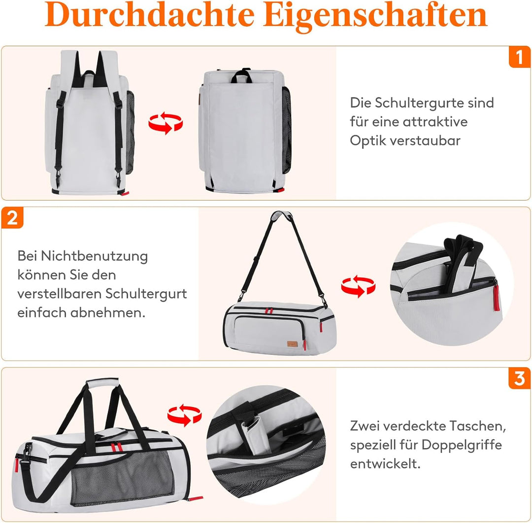 Lifewit 40L Sporttasche Herren, Reisetasche Rucksack mit Schuhfach und Nassfach, Gym Tasche, Wasserd