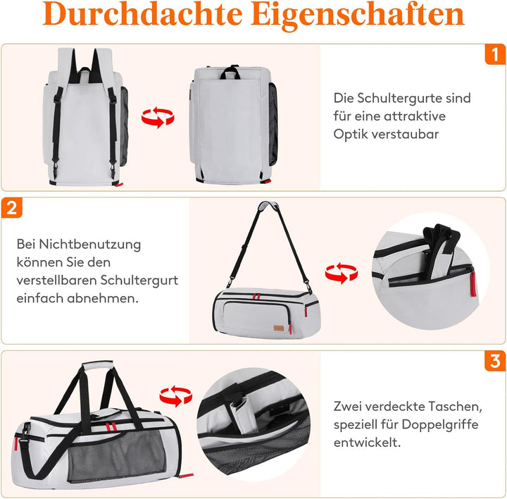 Lifewit 40L Sporttasche Herren, Reisetasche Rucksack mit Schuhfach und Nassfach, Gym Tasche, Wasserd