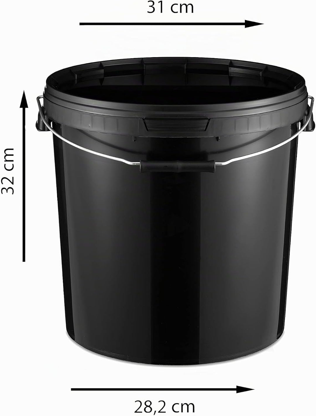 BenBow - Eimer mit Deckel schwarz 4X 20 Liter - lebensmittelecht stabil luftdicht auslaufsicher geru