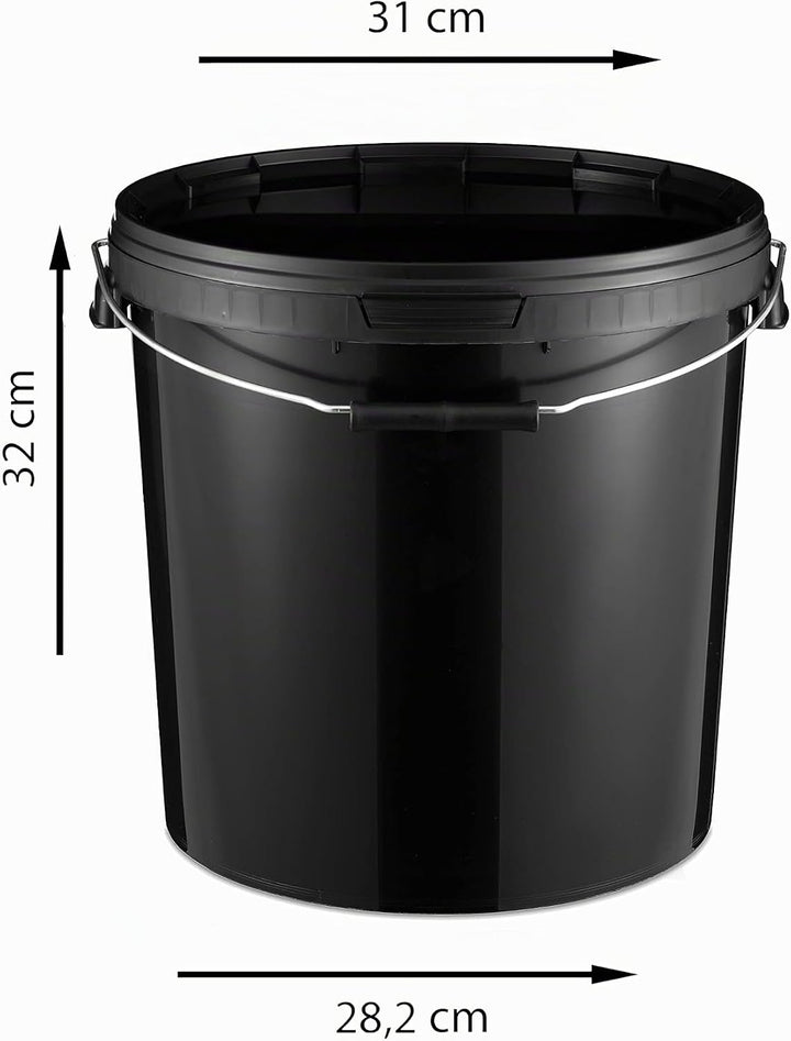 BenBow - Eimer mit Deckel schwarz 4X 20 Liter - lebensmittelecht stabil luftdicht auslaufsicher geru