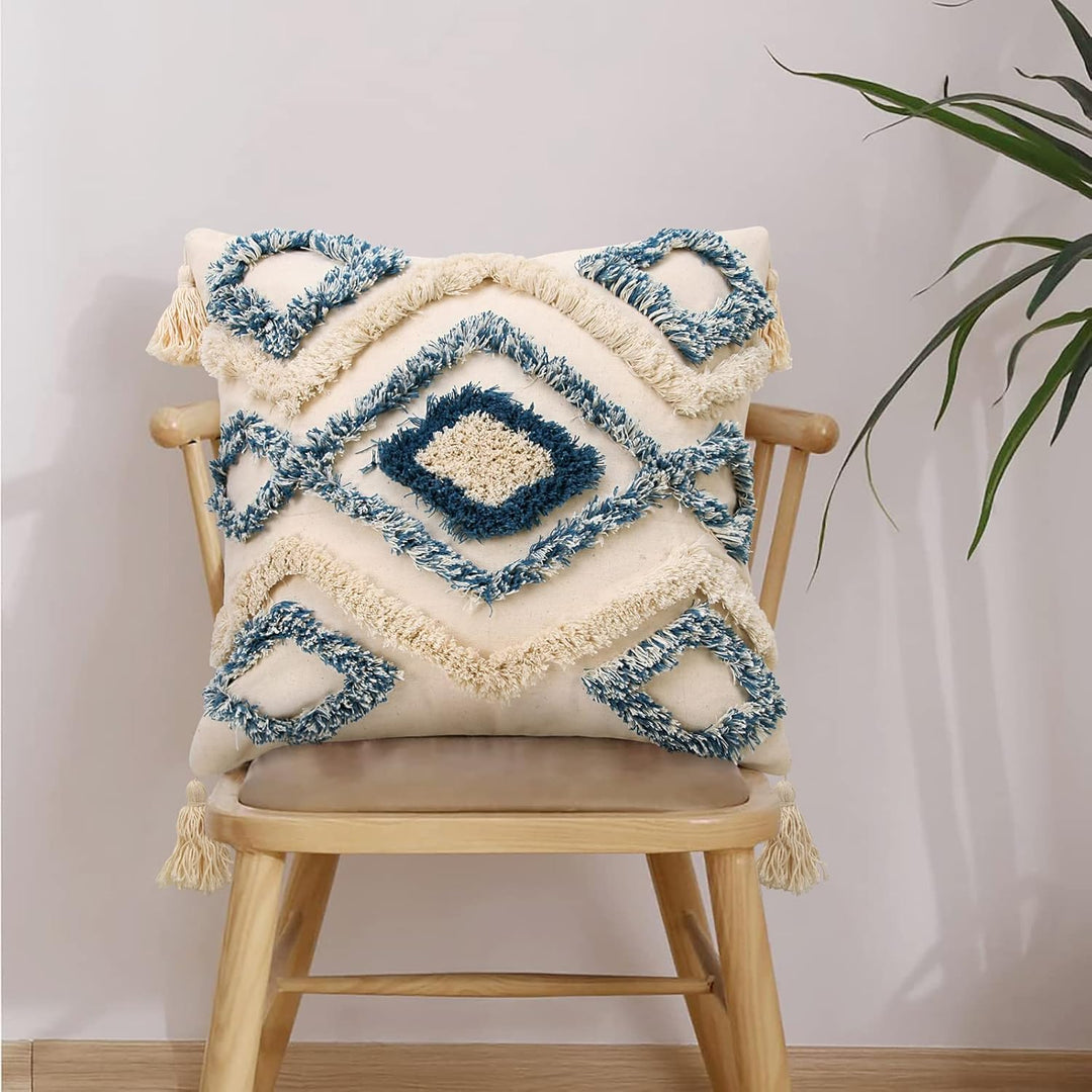 Jasen Dekorativer Boho-Kissenbezug, gewebt, getuftet, mit Quasten, Bohemia-Kissenbezüge für Couch, S