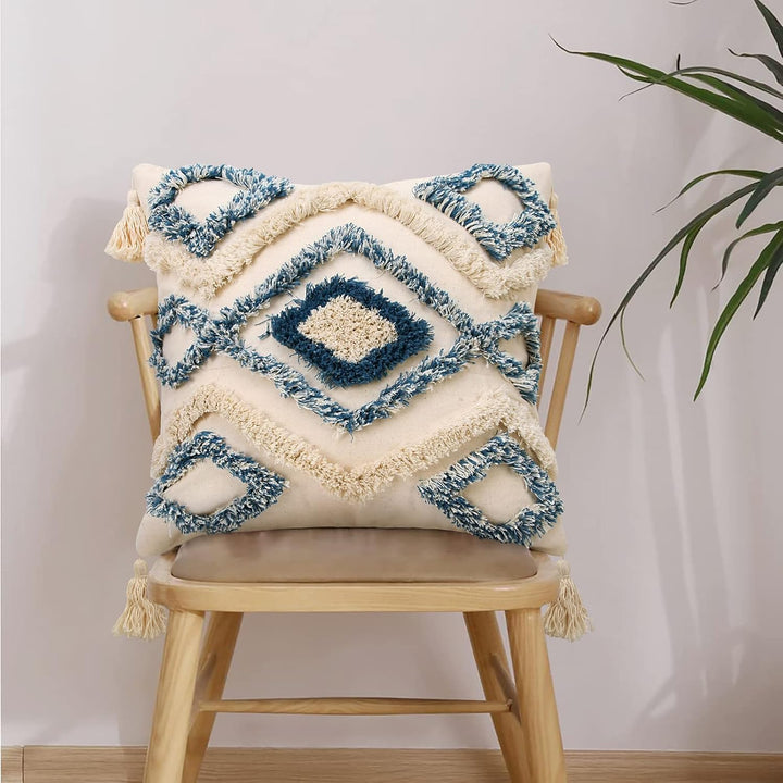 Jasen Dekorativer Boho-Kissenbezug, gewebt, getuftet, mit Quasten, Bohemia-Kissenbezüge für Couch, S