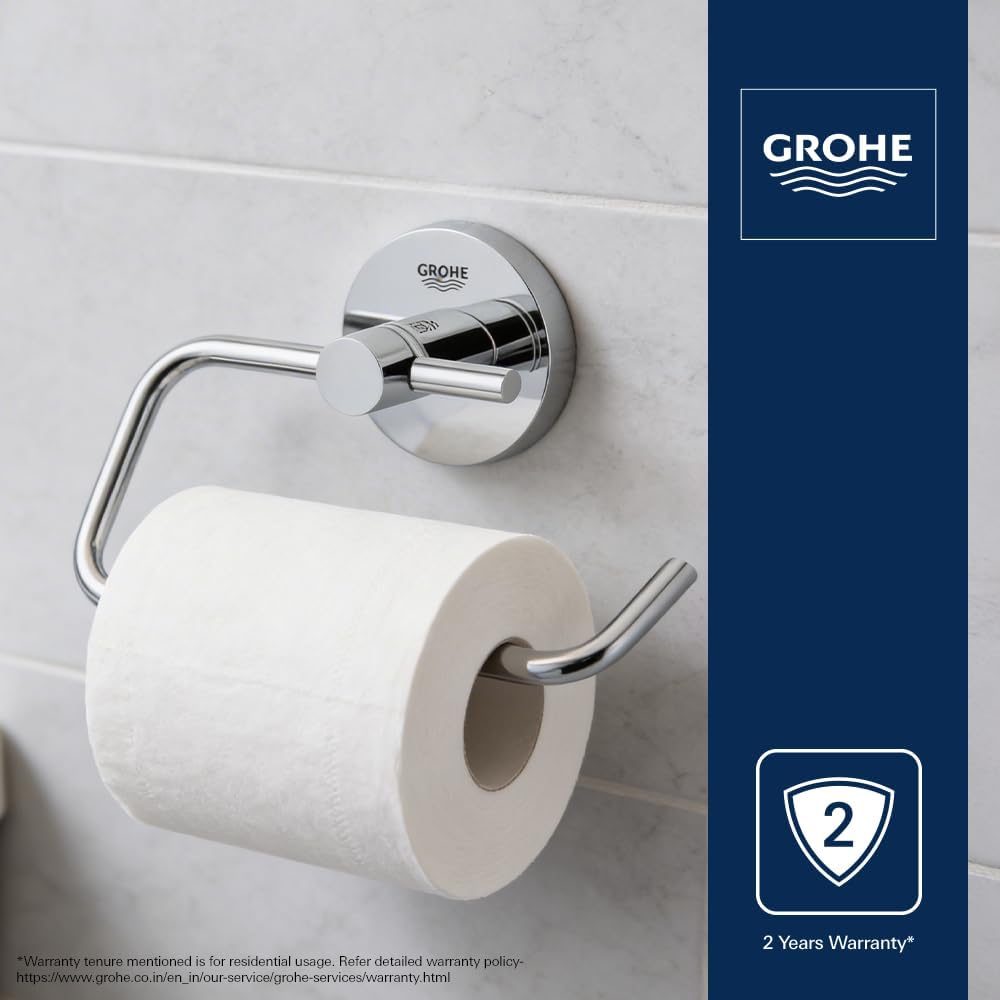 GROHE Essentials - WC-Papierhalter (Material: Metall, verdeckte Befestigung, zum bohren oder kleben)