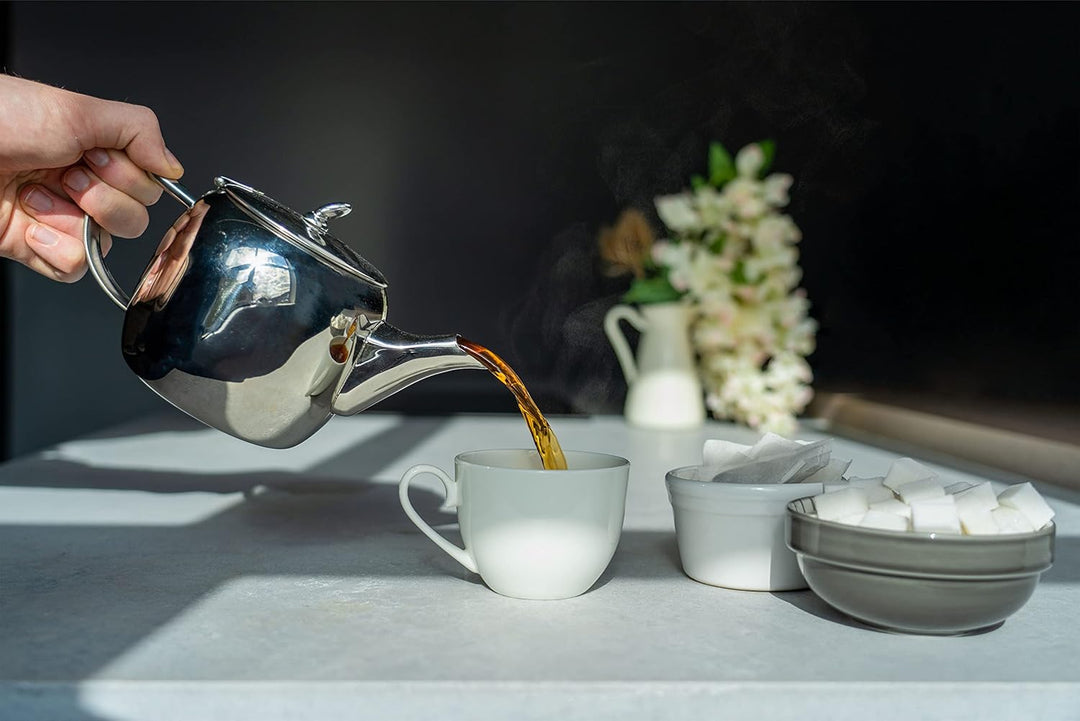 Café Olé CHC-032 Chatsworth Kaffeekanne mit einzigartigem Deckel aus hochwertigem Edelstahl 18/10 –