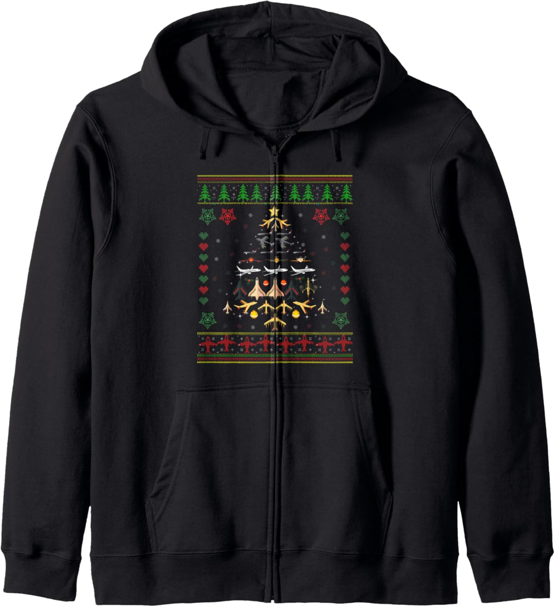 Flugzeug Weihnachtsbaum hässliche Weihnachtspullover Dekoration Pilot Kapuzenjacke