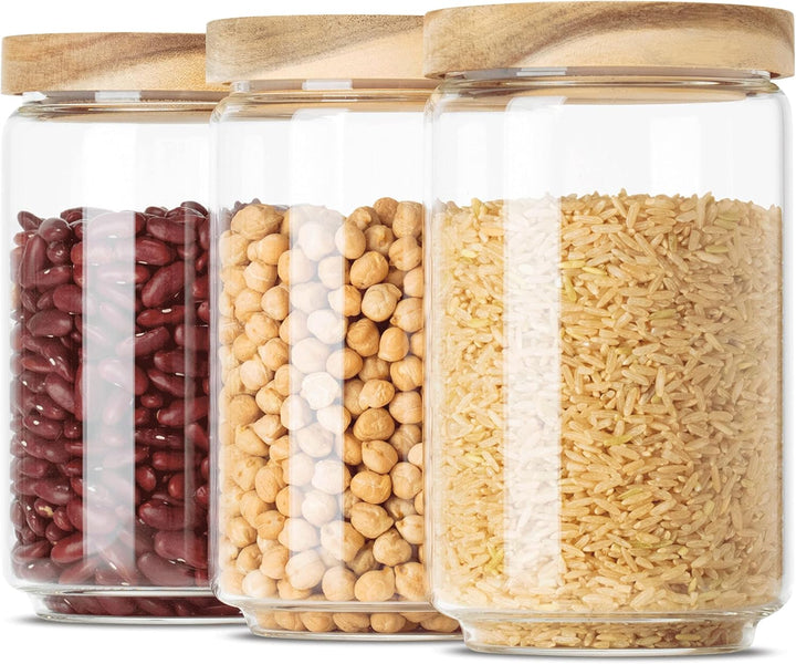 Econovo® Vorratsdosen mit Deckel aus Glas 700ml (3-teilig), stapelbar und luftdicht, Vorratsbehälter