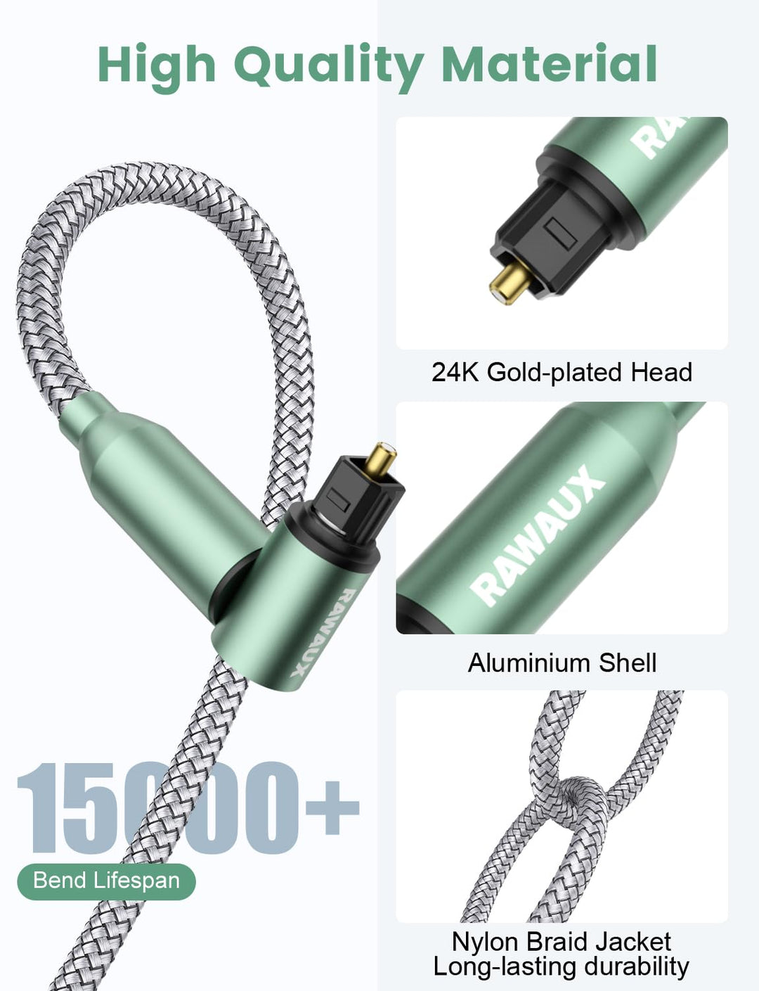 90 Grad Optisches Kabel 1M Rechtwinklig Optisches AudioKabel mit 360 Grad Rotierend Winkelstecker Di