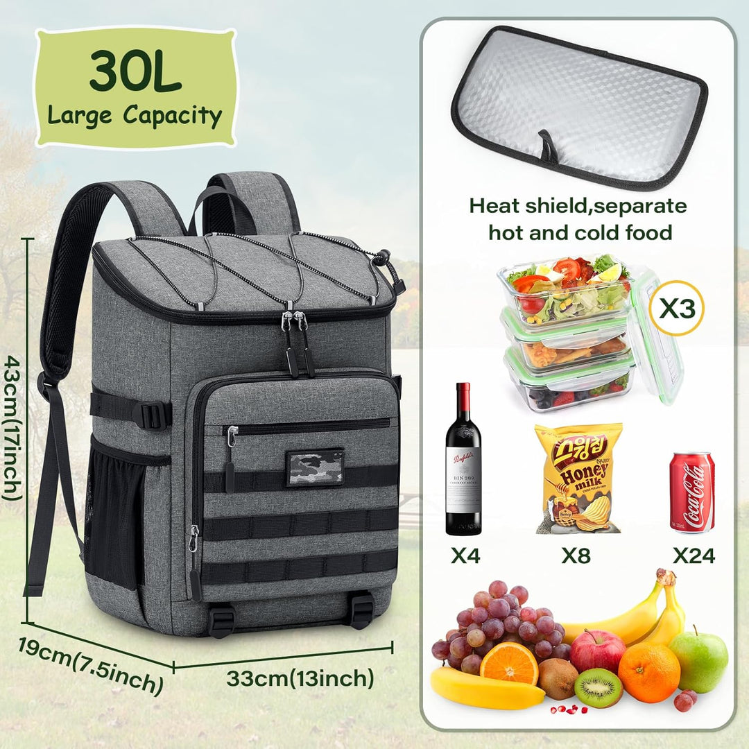 NEWHEY Kühlrucksack 30L Wasserdichtes Isolierter Kühltasche Grosse Kapazität Thermo Picknickrucksack
