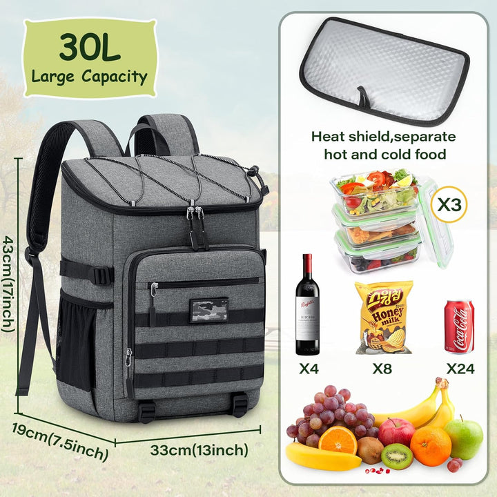 NEWHEY Kühlrucksack 30L Wasserdichtes Isolierter Kühltasche Grosse Kapazität Thermo Picknickrucksack