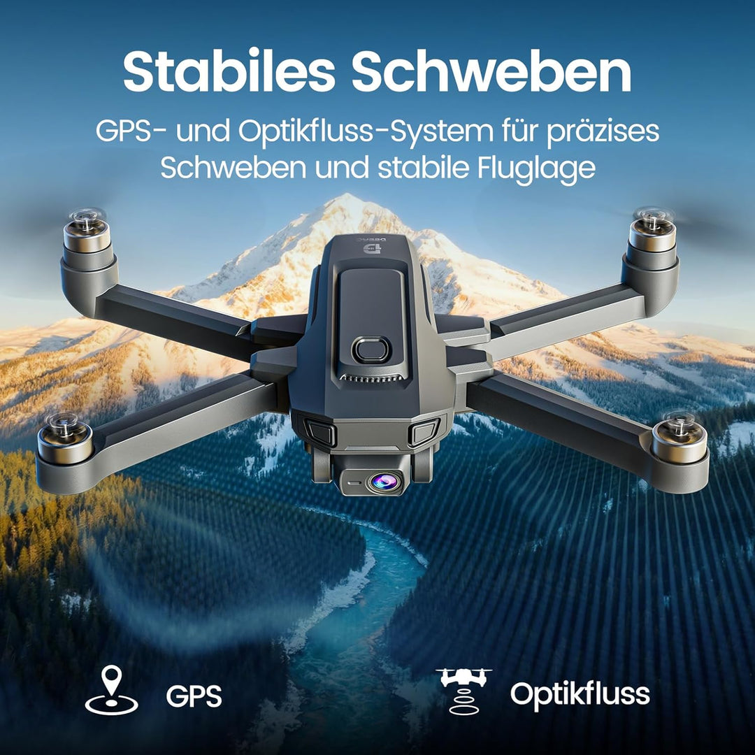 DEERC GPS Drohne mit 4K Kamera, 4,5" FPV Bildschirm, 5GHz HD Übertragung, Bürstenloser Motor, 40 Min