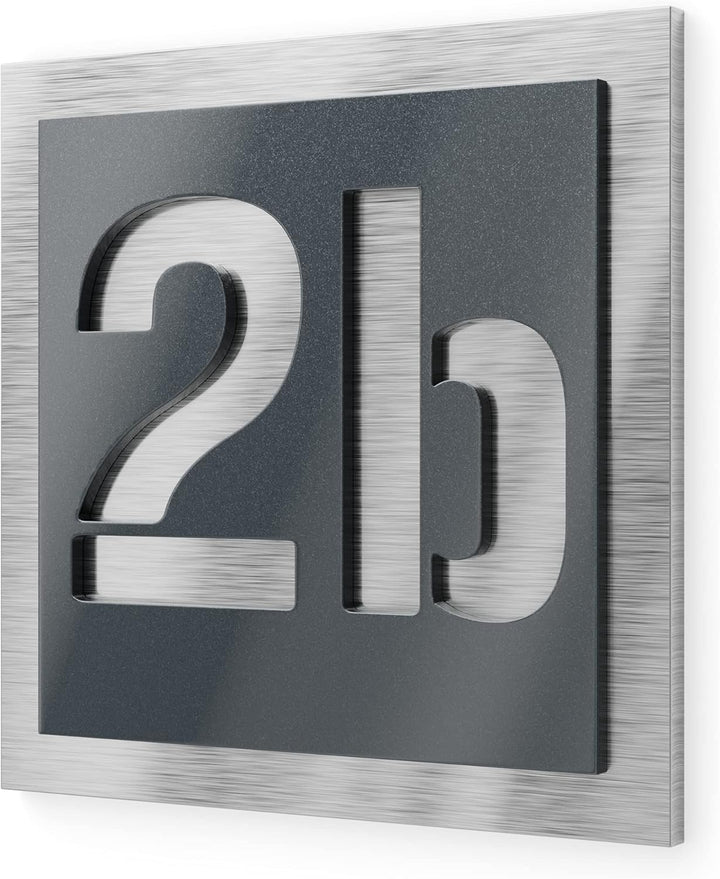 Hausnummer aus V2A Edelstahl 120x120mm - Anthrazit Metallic - Wetterfest Rostfrei Individuell anpass