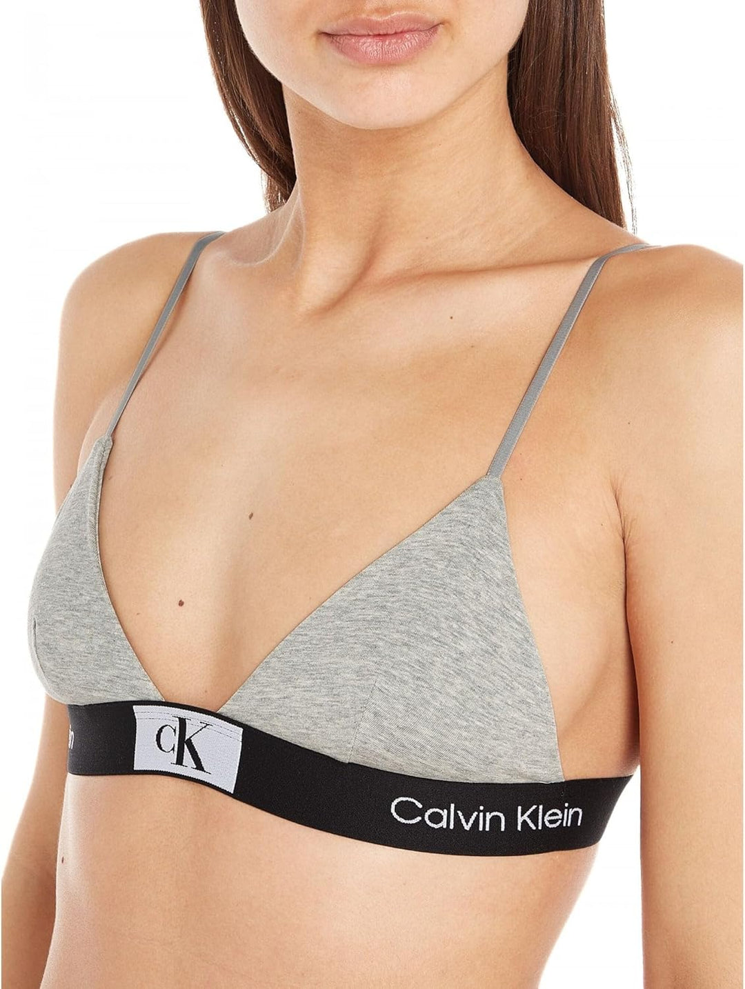 Calvin Klein Damen Bikini Oberteil Triangel Unlined Weiche Cups S Grau (Grey Heather), S Grau (Grey