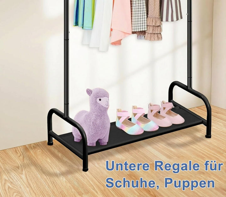 MISSLO Kinder Kleiderständer für Mädchen, Jungen, Metall Kleiderstange Klein mit Unterem Ablagefach,