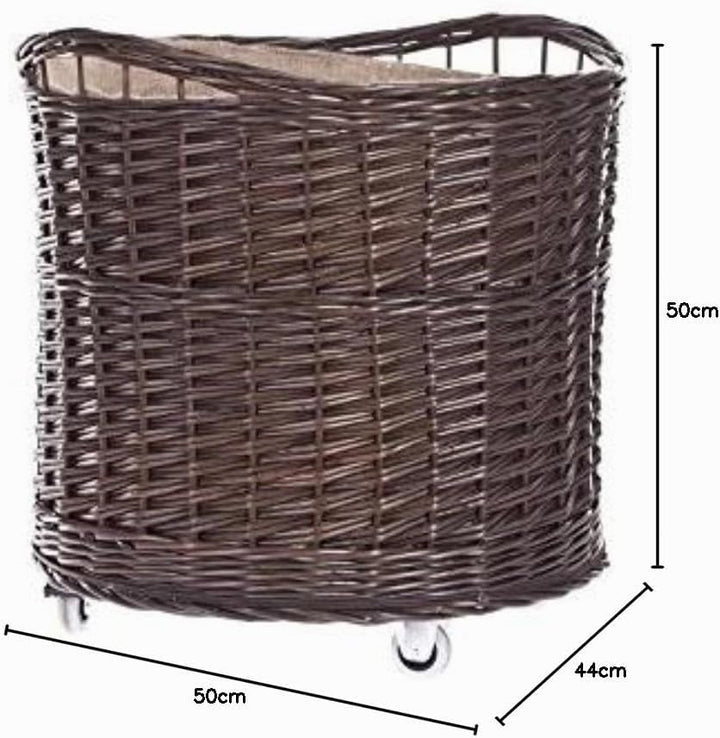 e-wicker24 Alles aus Weide Vollweidener Kaminkorb, rund, Rollkorb aus Weide, Rollkorb für Kaminholz,
