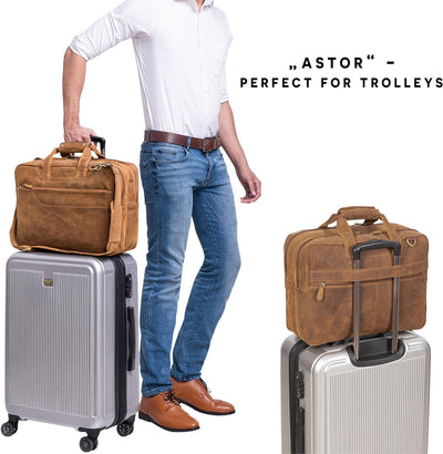 STILORD 'Astor' Grosse Lehrertasche Leder für Herren Damen Vintage Aktentasche XL Businesstasche Umh