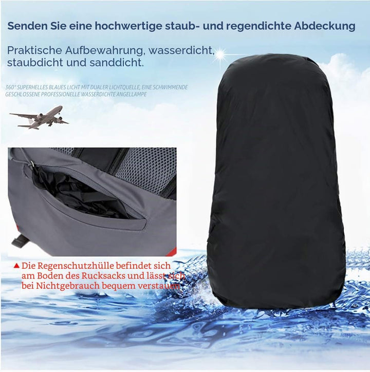 Bseash 60L Wasserdichter leichter Wanderrucksack mit Regenschutz, Outdoor Sport Tagesrucksack Multif
