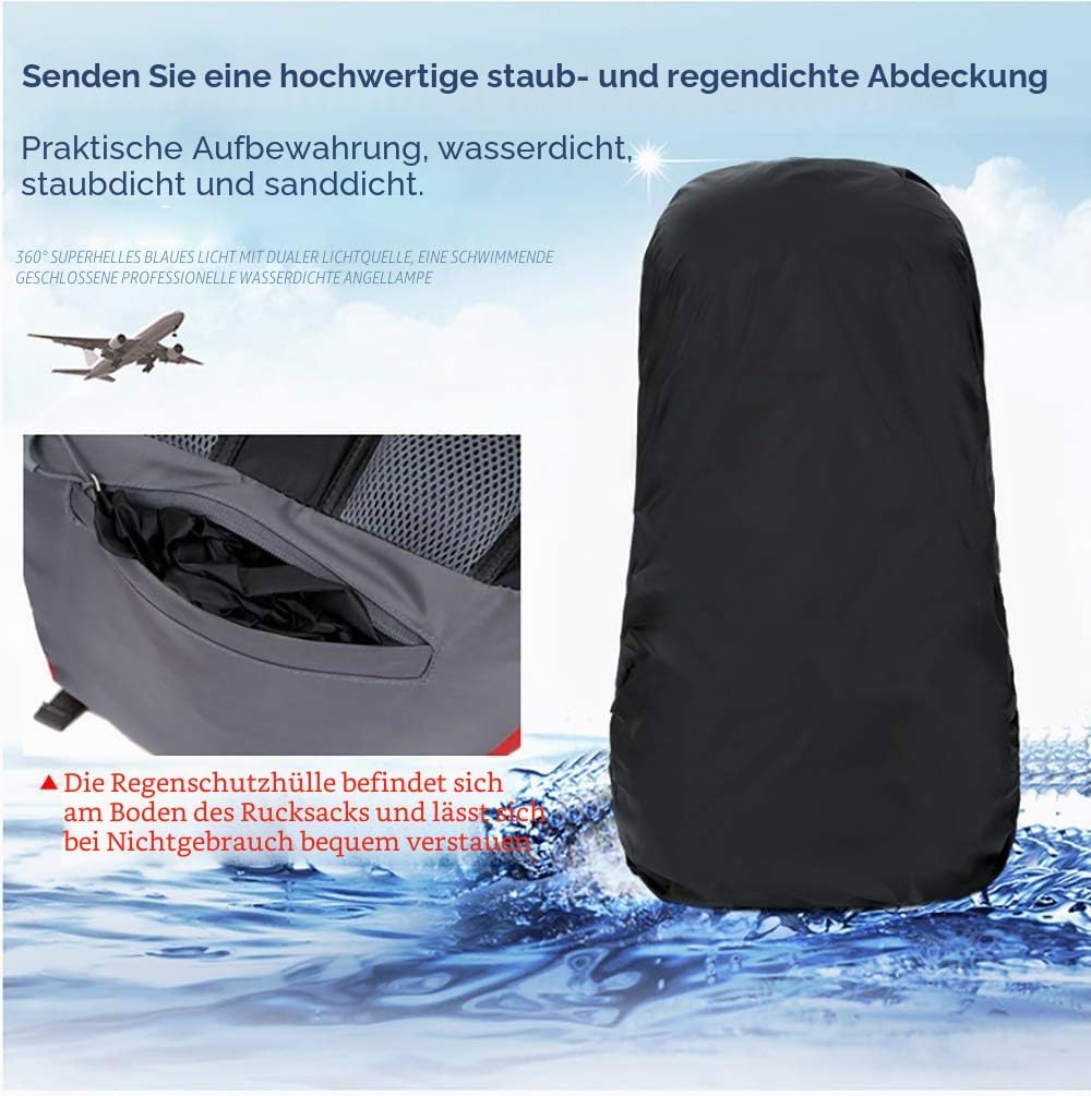 Bseash 60L Wasserdichter leichter Wanderrucksack mit Regenschutz, Outdoor Sport Tagesrucksack Multif