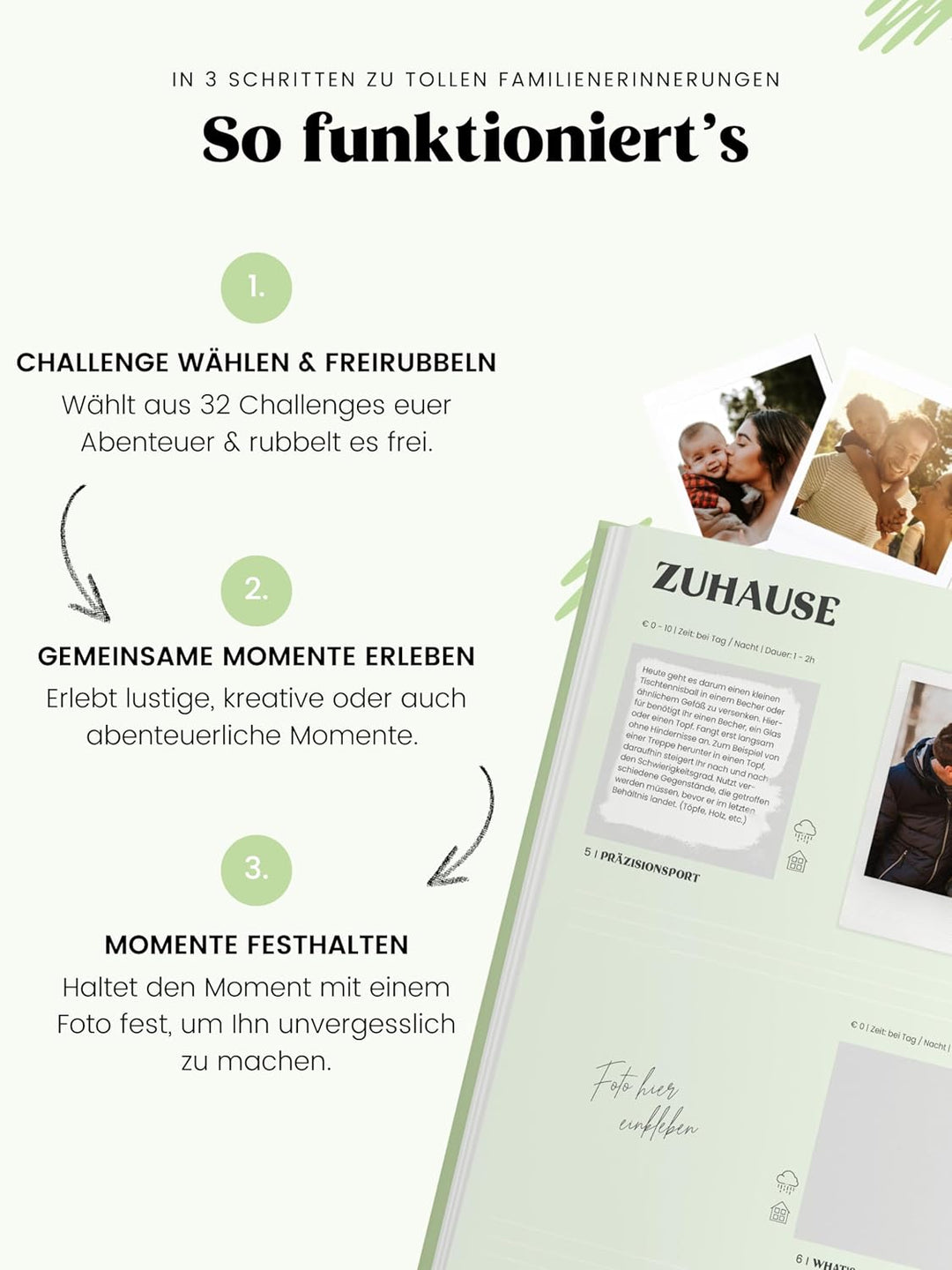 Memories2Make® Challengebuch mit 32 Abenteuern für Familien - Persönliches Erinnerungsbuch zum Versc