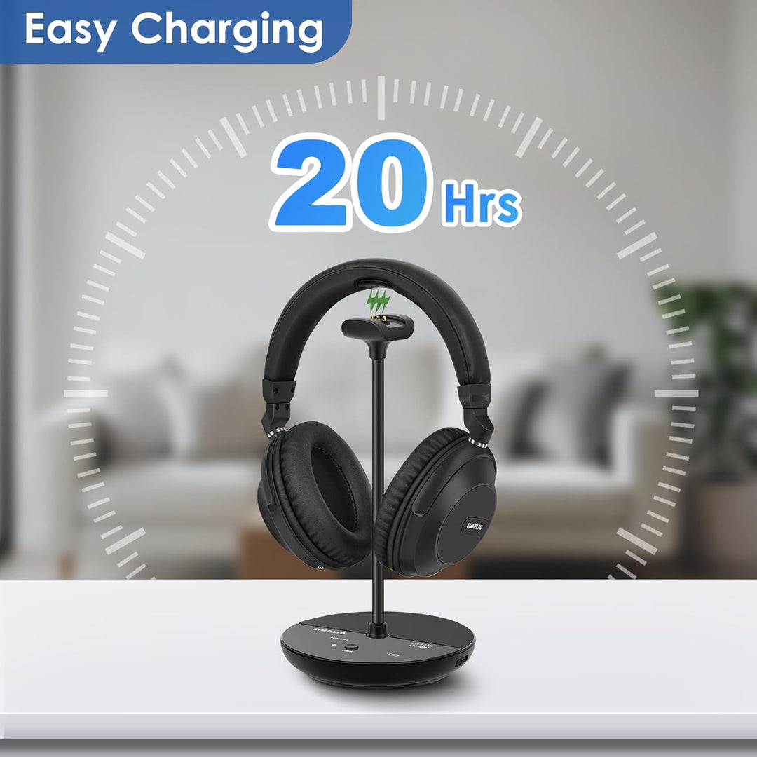 SIMOLIO 737D Plus - Kabelloser TV Kopfhörer zum Fernseher, Funkkopfhörer mit Kino & Dialogmodus, Blu