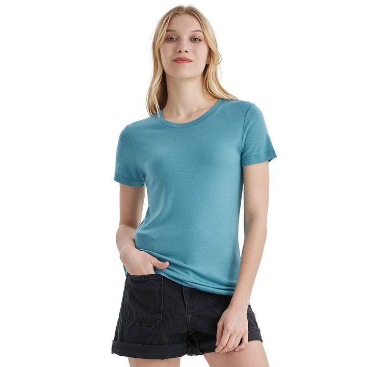 Merino Protect 100% Merino Wolle Shirt Damen Kurzarm Rundhals Wolle Unterhemd Geruchsresistenz Funkt