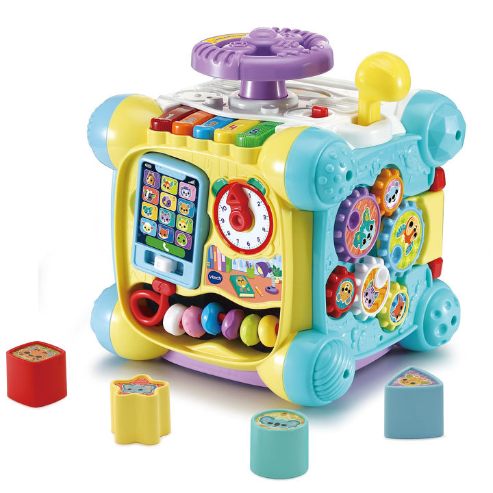 VTech Baby Spielspass-Entdeckerwürfel – Interaktiver Spielwürfel mit Musik, Formen und beweglichen E