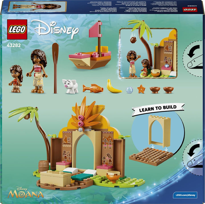 LEGO ǀ Disney Vaiana Vaianas Hütte und Boot - Lernspielzeug mit 2 Mini Puppen und Pua Tierfigur - Ge
