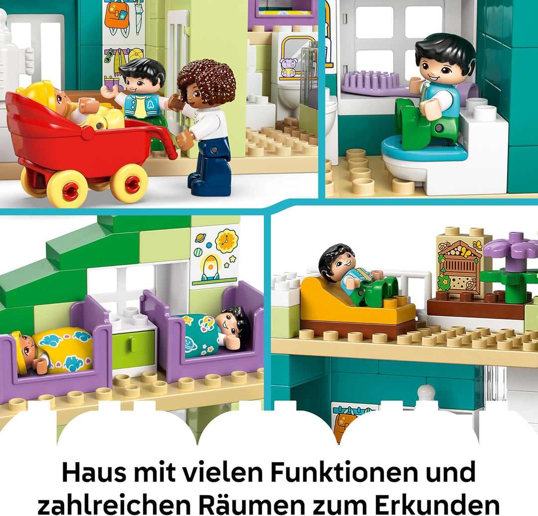 LEGO DUPLO 3-in-1 Modernes Familienhaus mit Figuren - Kleinkinder Lernspielzeug für Feinmotorik - Mo