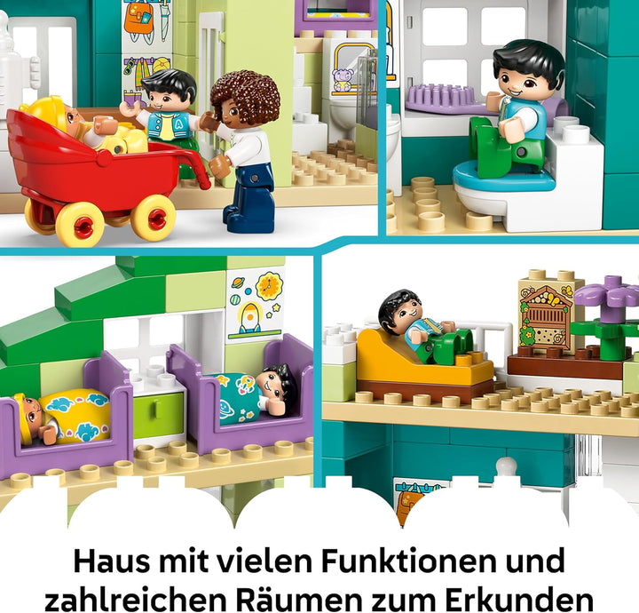 LEGO DUPLO 3-in-1 Modernes Familienhaus mit Figuren - Kleinkinder Lernspielzeug für Feinmotorik - Mo