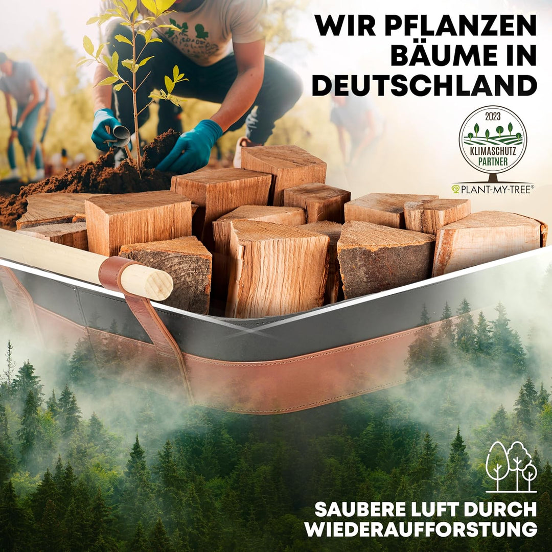 OAKAGE® Holzkorb für Kaminholz Gross aus veganem Leder Kaminholzkorb Feuerholzkorb Brennholzkorb Kam