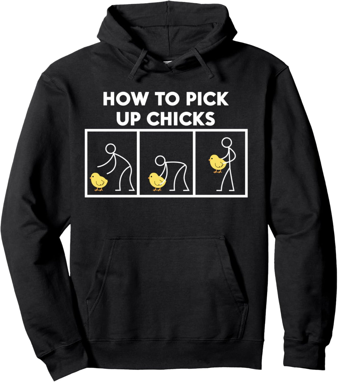 Lustiges T-Shirt mit Aufschrift „How To Pick Up Chicks“ Pullover Hoodie