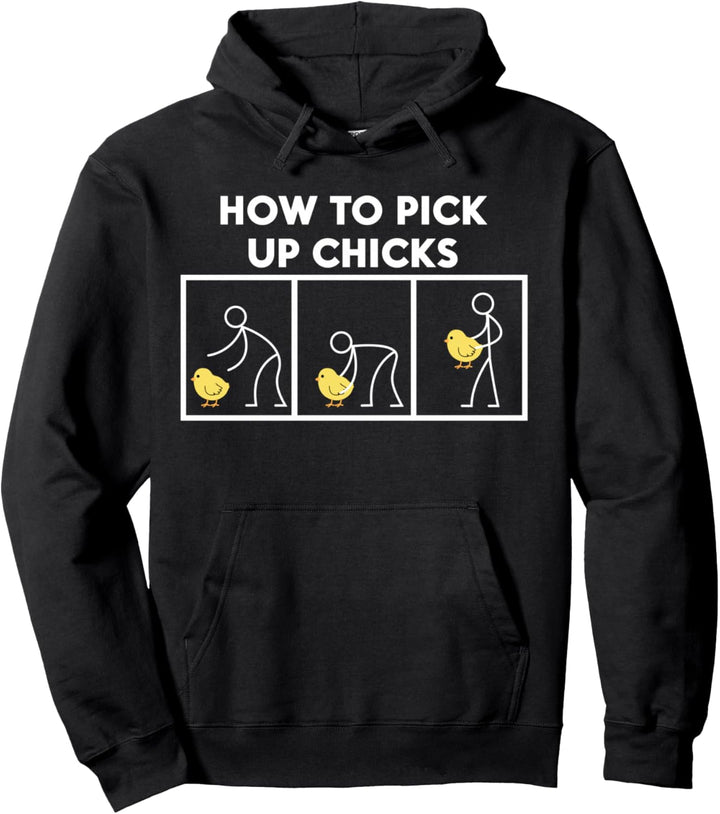 Lustiges T-Shirt mit Aufschrift „How To Pick Up Chicks“ Pullover Hoodie