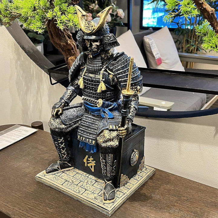 MAUNDEN Mittelalterlicher antiker Samurai Untoter Krieger Harz Statue Ornament Figur Handwerk für Zu