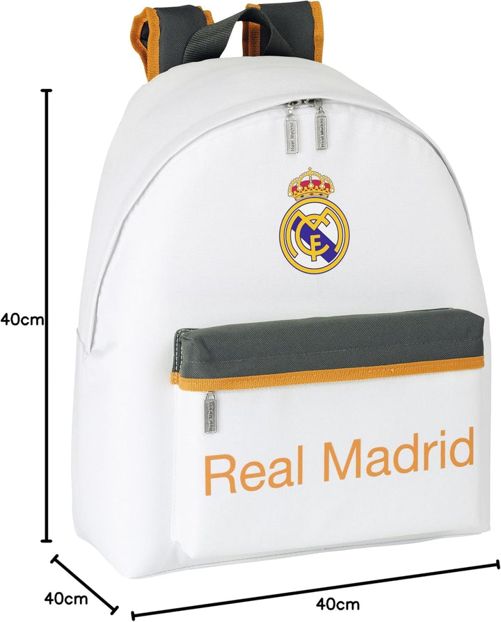 SAFTA 641426774 Real Madrid Rucksack, Design Classic, Weiss