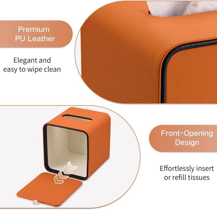GORESE Taschentuchbox,Leder Quadratische Kosmetiktücherbox Papiertaschentuchhalter Taschentuchspende