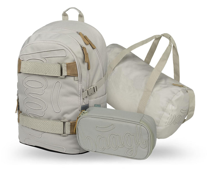 Baagl Schulrucksack Set Jungen Mädchen 3 Teilig (Skateboard Rucksack, Mäppchen, Sporttasche), Schult