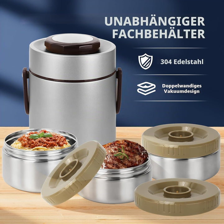 3-lagige Isolierte Lunchbox Edelstahl, 2.0L Vakuum Isolierter Lebensmittelbehälter für Warm- &amp; Kalth