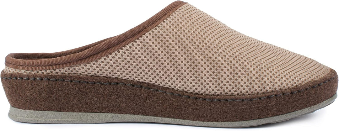 Aerosoft Klett-Pantolette 6032-4P Damen Herren Hausschuh Weite G-H rutschhemmend 36 EU Taupe, 36 EU