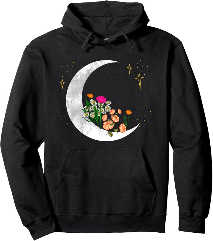 Crescent Moon Flowers Lunar Garden Space Girls Women Gift Pullover Hoodie