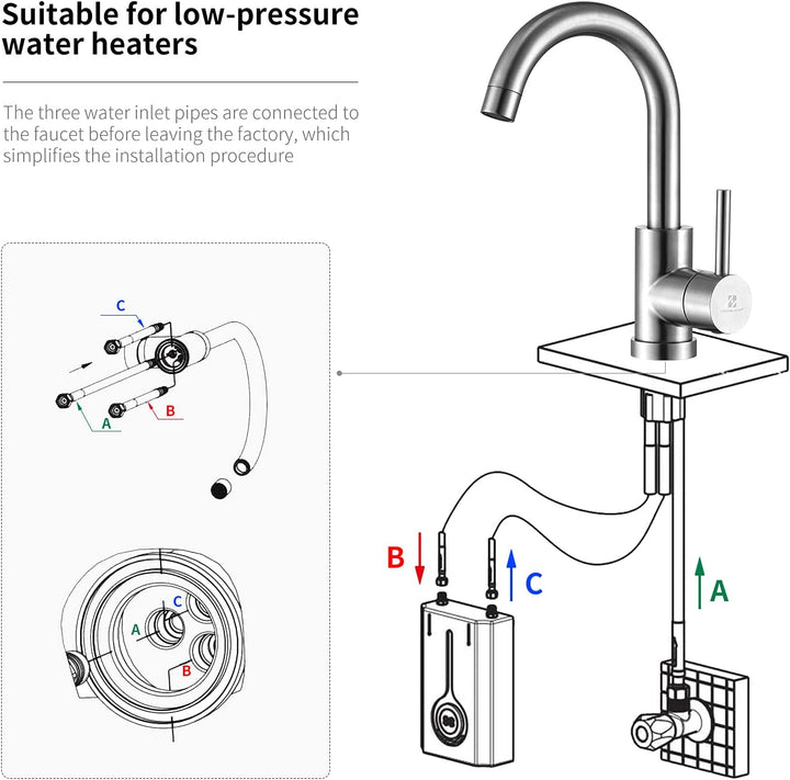 HOMELODY Niederdruck Wasserhahn Bad/Küche 360° Drehbar Badarmatur Küchenwasserhahn Einhebelmischer W