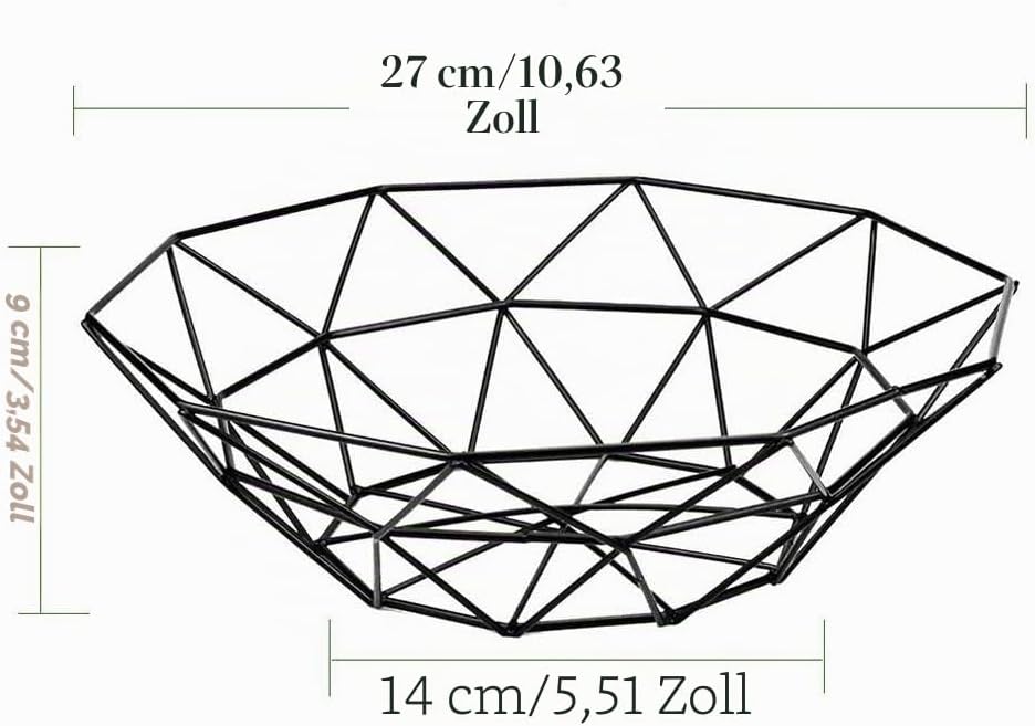 2 Stück Obstkorb Aus Metalldraht, Schwarz Openwork Metall Obstschale für Obst, Gemüse, Brot, Küchen