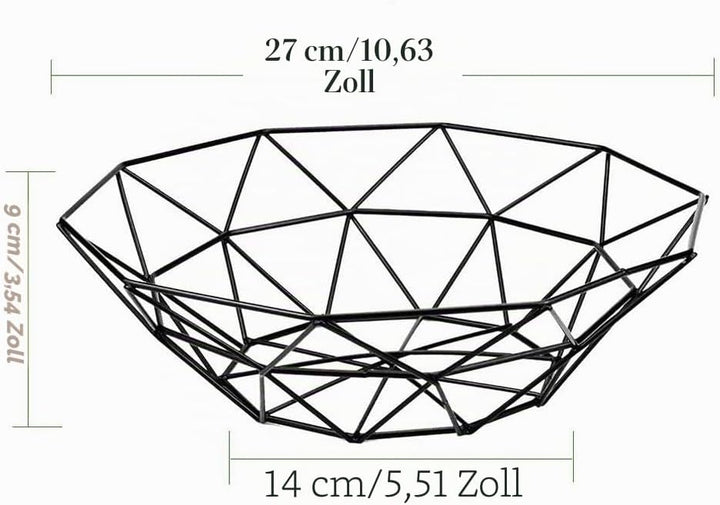 2 Stück Obstkorb Aus Metalldraht, Schwarz Openwork Metall Obstschale für Obst, Gemüse, Brot, Küchen