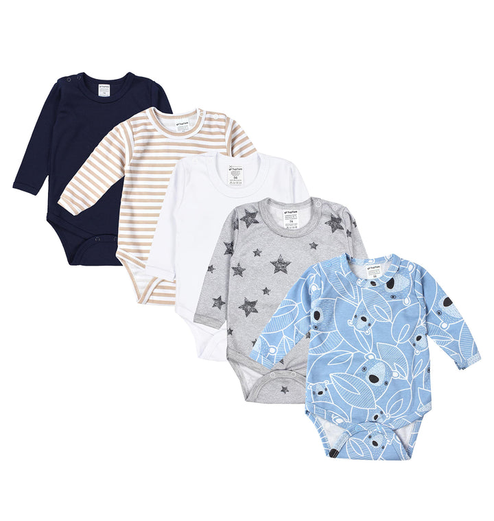 TupTam Jungen Baby Body Langarm Unifarben 5er Pack 68 Farbenmix 9, 68 Farbenmix 9