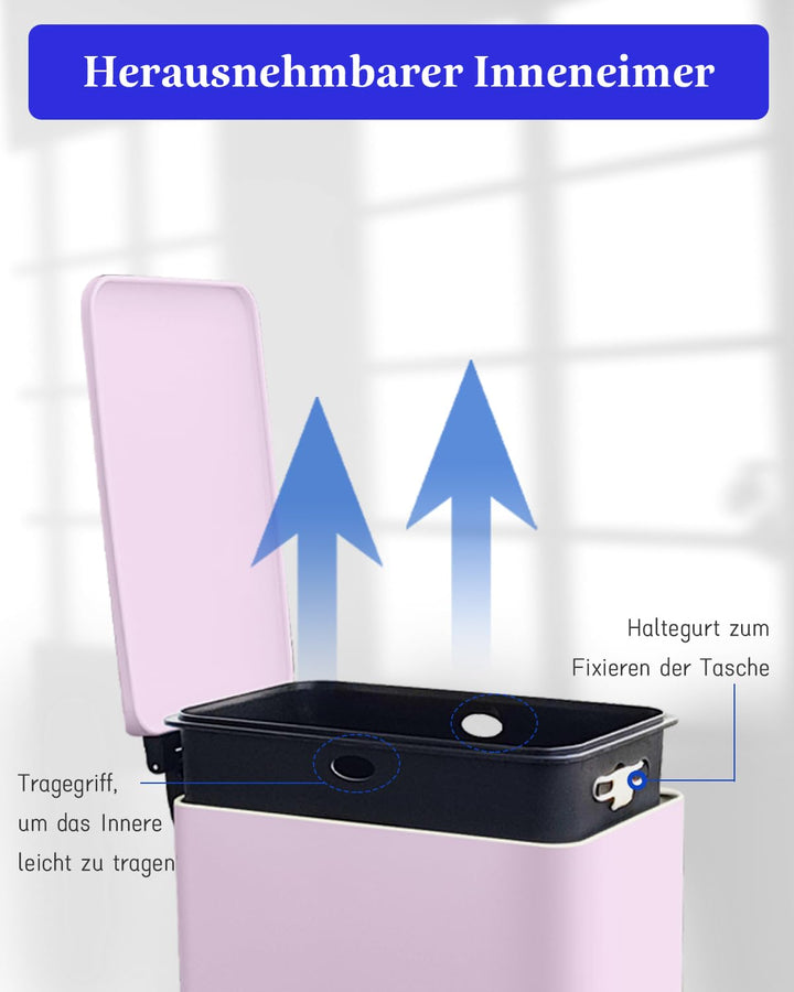 Mülleimer mit Deckel 10L,Edelstahl Mülleimer Bad,Klein Abfalleimer Bad,Tretmülleimer Edelstahl für B