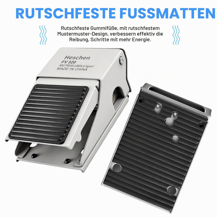 Heschen Pneumatischer Fusspedalschalter, FV-320, Tastschalter, PT1/4"-Gewinde (12mm), 3-Wege/2-Posit